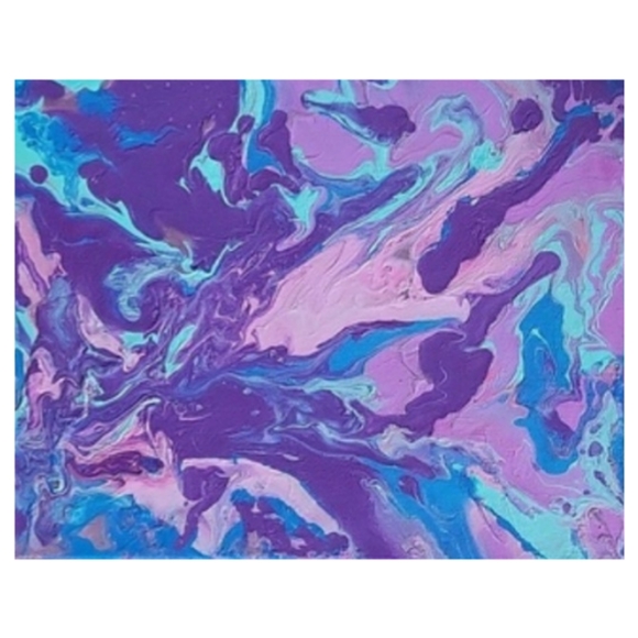 Hand Crafted Blue and Purple Abstract Design 11x14 Inches Canvas Painting - Picture 3 of 4
